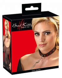 Bad Kitty Halsfessel mit Leine, schwarz/rot